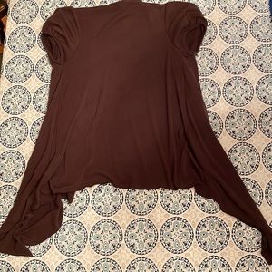 Short sleeve flowy asymmetrical brown cardigan size small